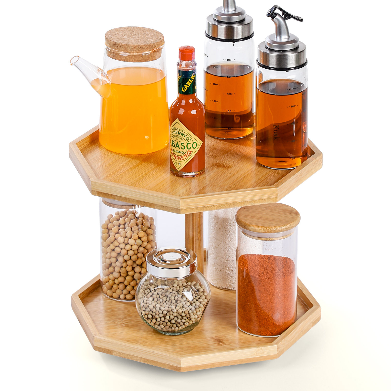 Bungalow Rose 2 Tier Octagonal Lazy Susan Turntable, 10" Rotating